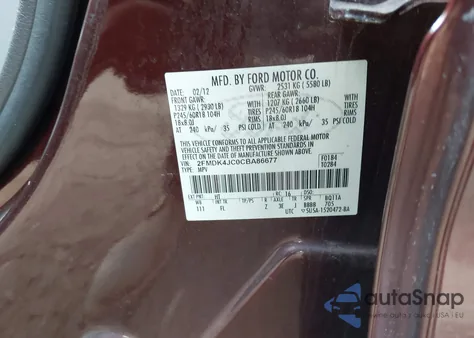 2012 Ford Edge Sel из США, поврежденный, VIN 2FMDK4JC0CBA86677